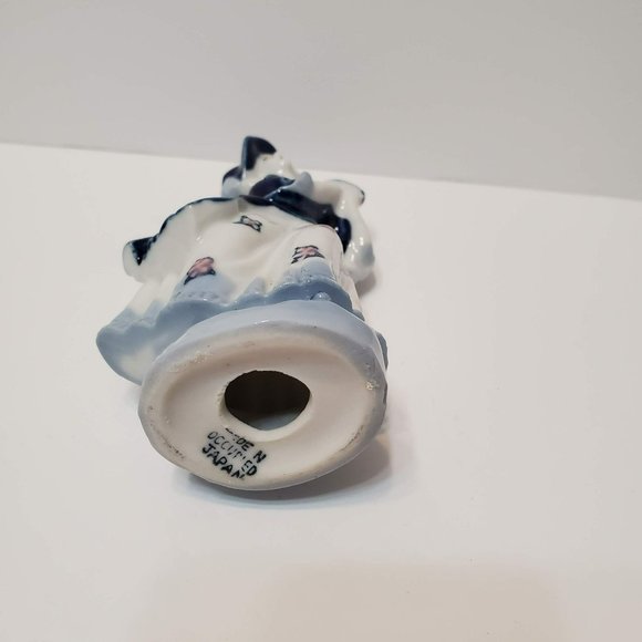 Dancing Lady with Tambourine, Figurine made in Occupied Japan 1950s Blue & White - Picture 7 of 7